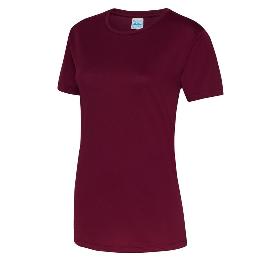 Just Cool Womens/Ladies Sports Plain T-Shirt / Burgundy